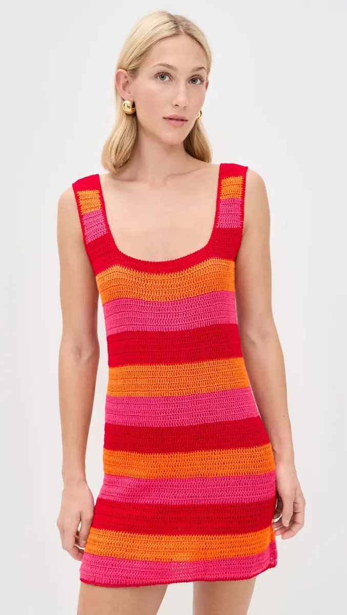 Show Me Your Mumu Day Tip Dress Oasis Stripe XL | Bright Stripe Crochet Mini Dress for Women - view 2