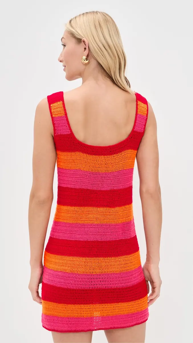Show Me Your Mumu Day Tip Dress Oasis Stripe XL | Bright Stripe Crochet Mini Dress for Women - view 4