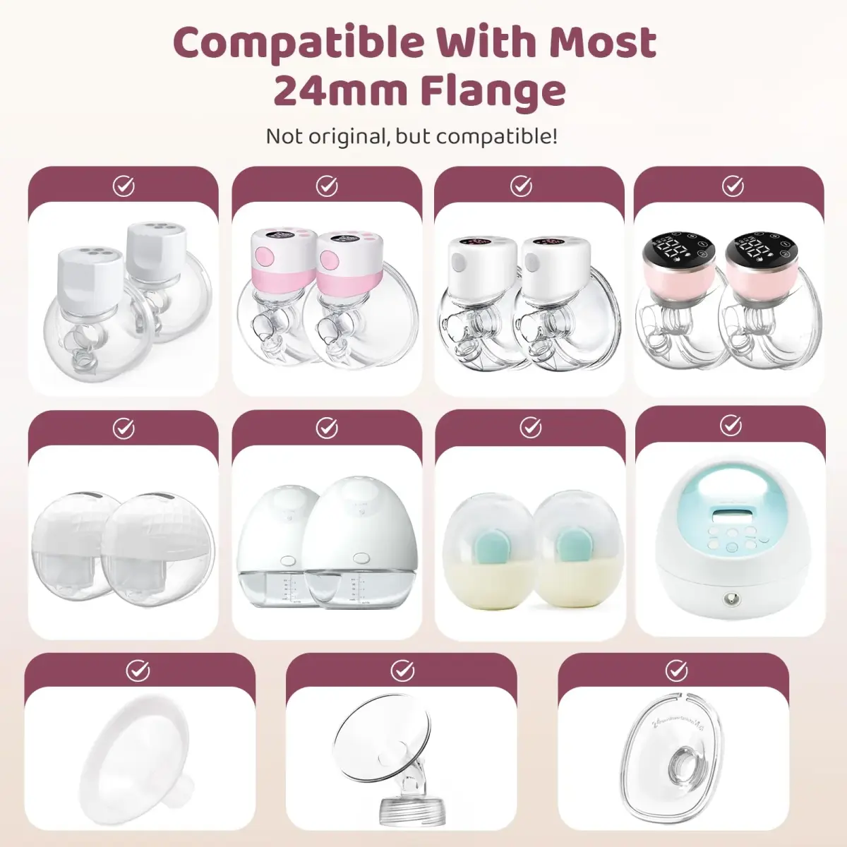 Nursi Luna Flange Sizing Kit for 24mm Breast Pumps, 10PCS | IBCLC-Developed for Better Fit - view 3