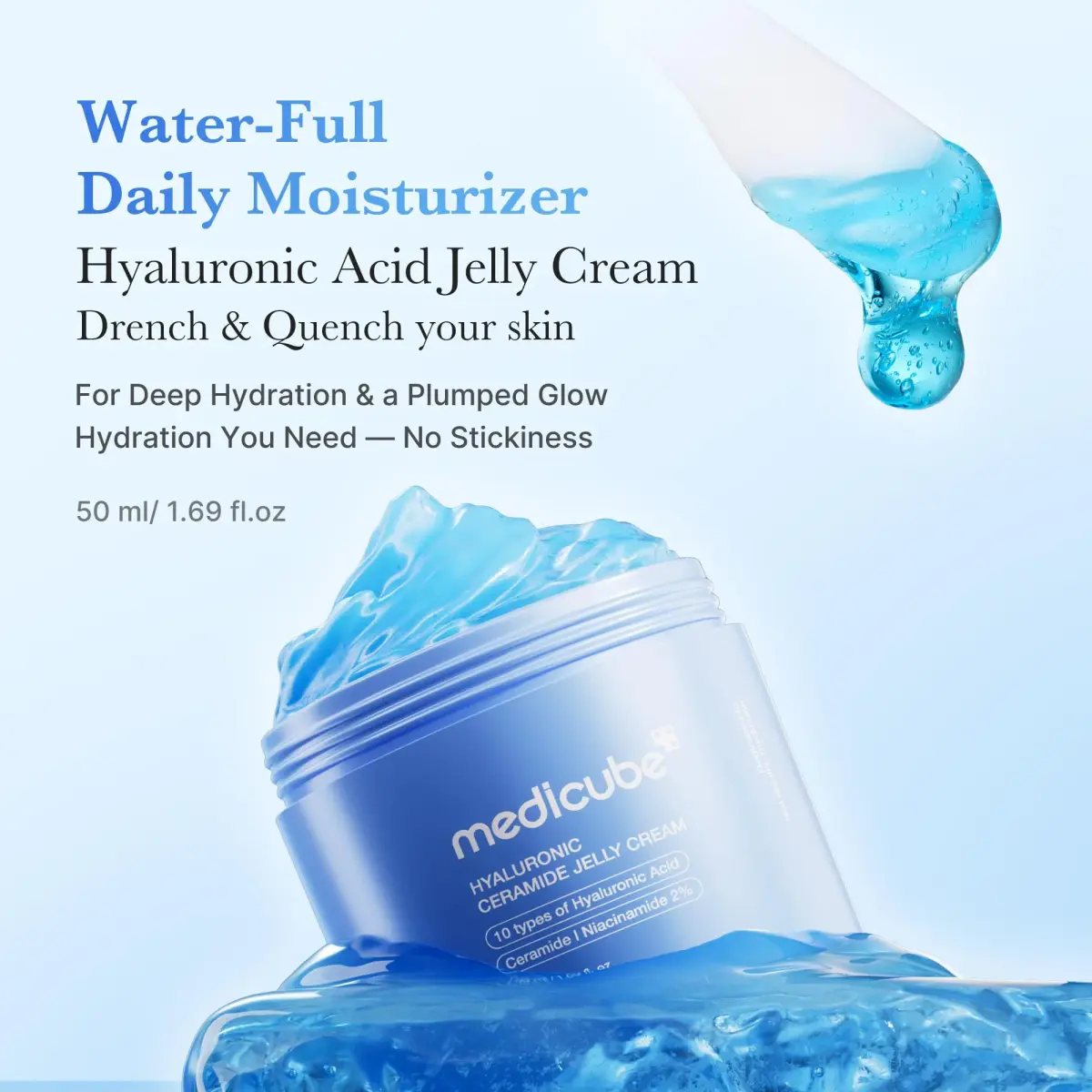 medicube Jelly Cream with Hyaluronic Acid, Ceramides, Peptides 50ml (1.69 Fl Oz) | Long-Lasting Hydration for All Skin Types - view 2