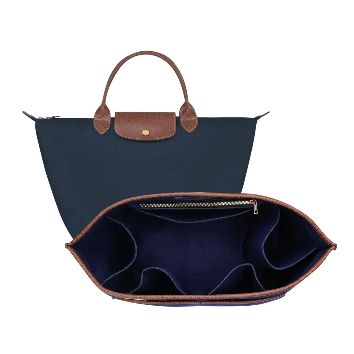 ZTUJO Premium Felt LongChamp Organizer Insert Compatible with Longchamp Le Pliage, Shoulder Bag, Top Handle, Xtra (Navy Blue, Medium) | Bag in Bag - main product image