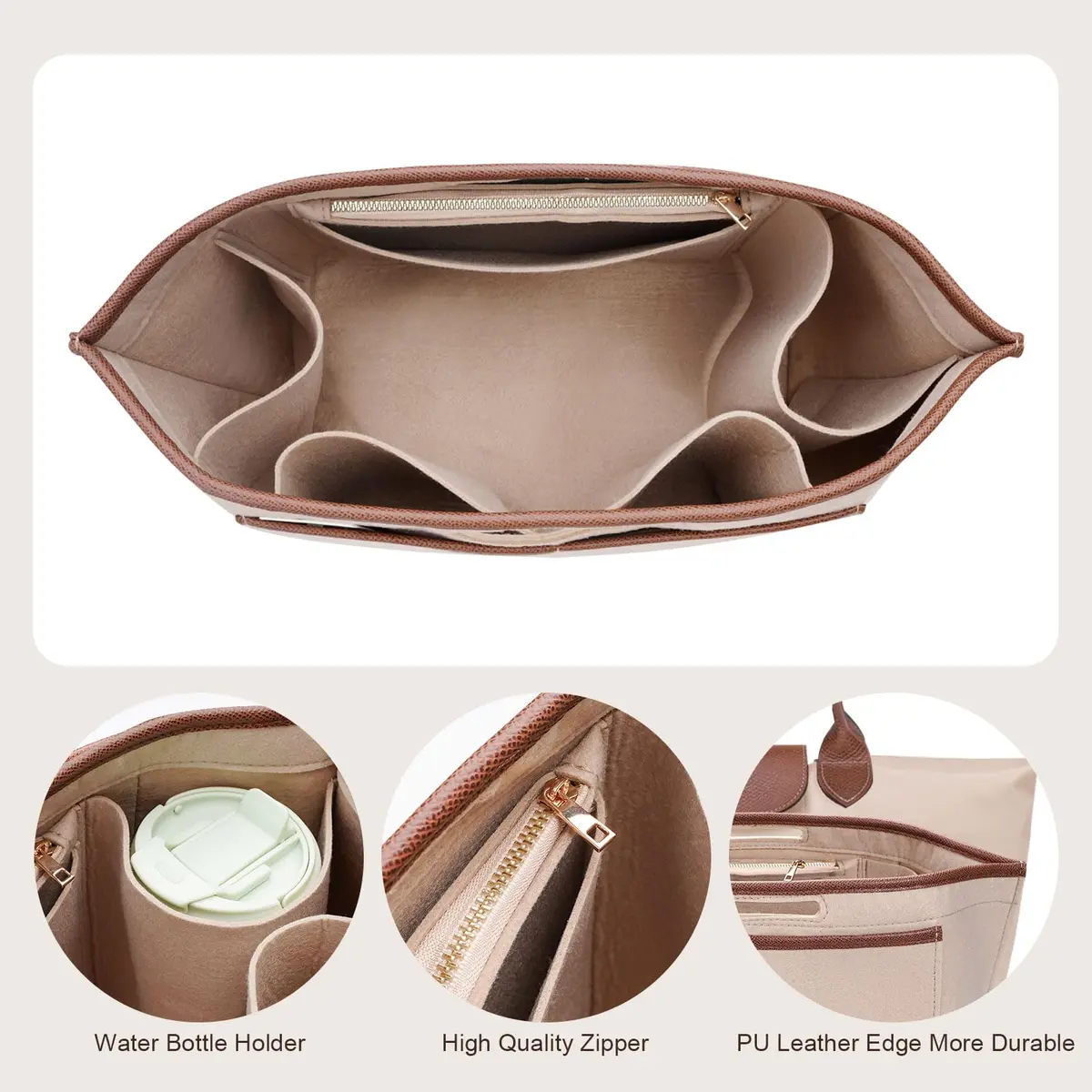 ZTUJO Premium Felt LongChamp Organizer Insert | Compatible with Longchamp Le Pliage Small & Xtra - view 4