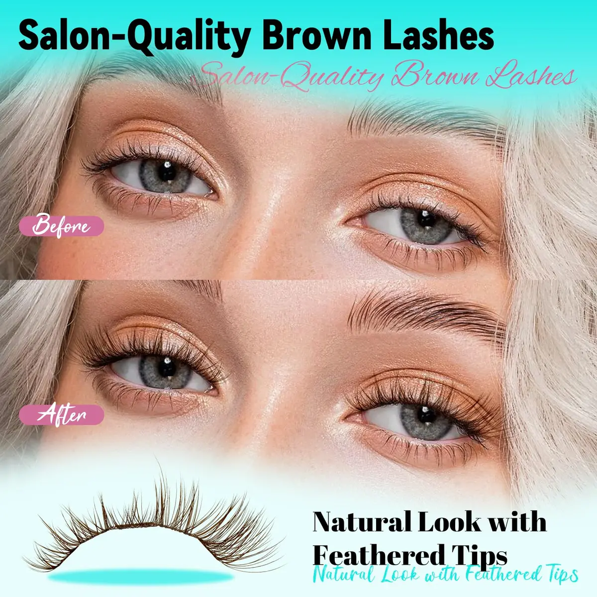 AMZGIRL Brown Lash Clusters 176PCS | Natural Light Hair Blend, Reusable & Easy DIY Application - view 6