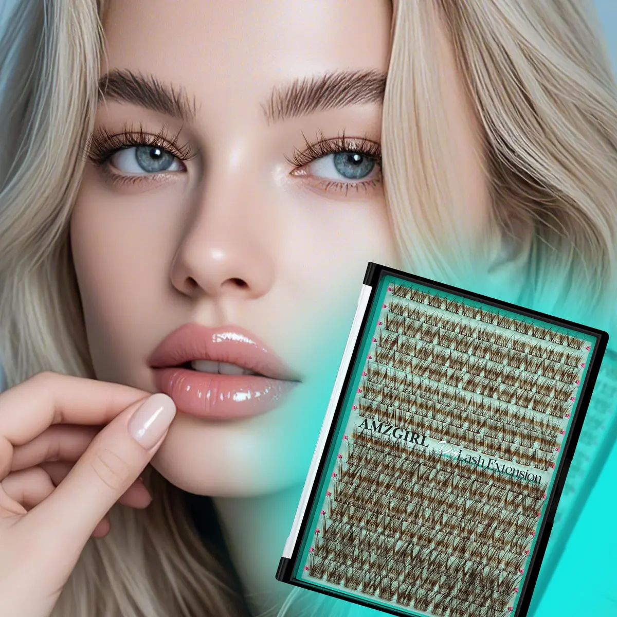 AMZGIRL Brown Lash Clusters 176PCS | Natural Light Hair Blend, Reusable & Easy DIY Application - view 7