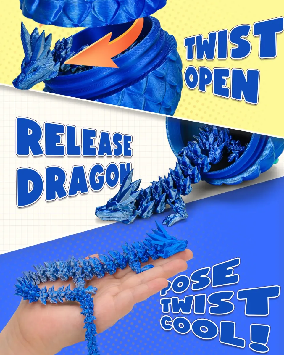 TBOLINE 12 Inch Articulated Crystal Dragon Egg Toy | ASTM-Certified Non-Toxic PLA - view 3