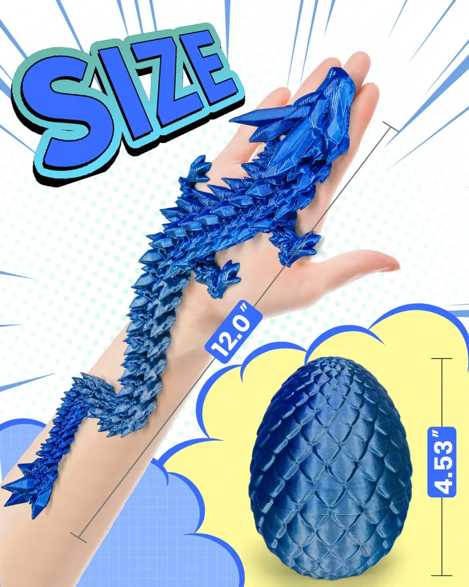 TBOLINE 12 Inch Articulated Crystal Dragon Egg Toy | ASTM-Certified Non-Toxic PLA - view 4