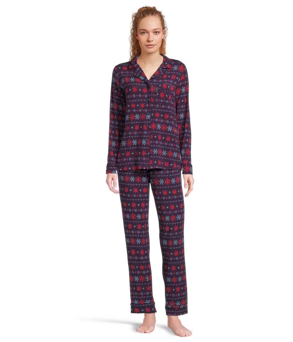 MeUndies Long Sleeve Modal PJ Set Fair Isle Flurry Large | Cozy, Breathable & Sustainable (70-120c) - main product image
