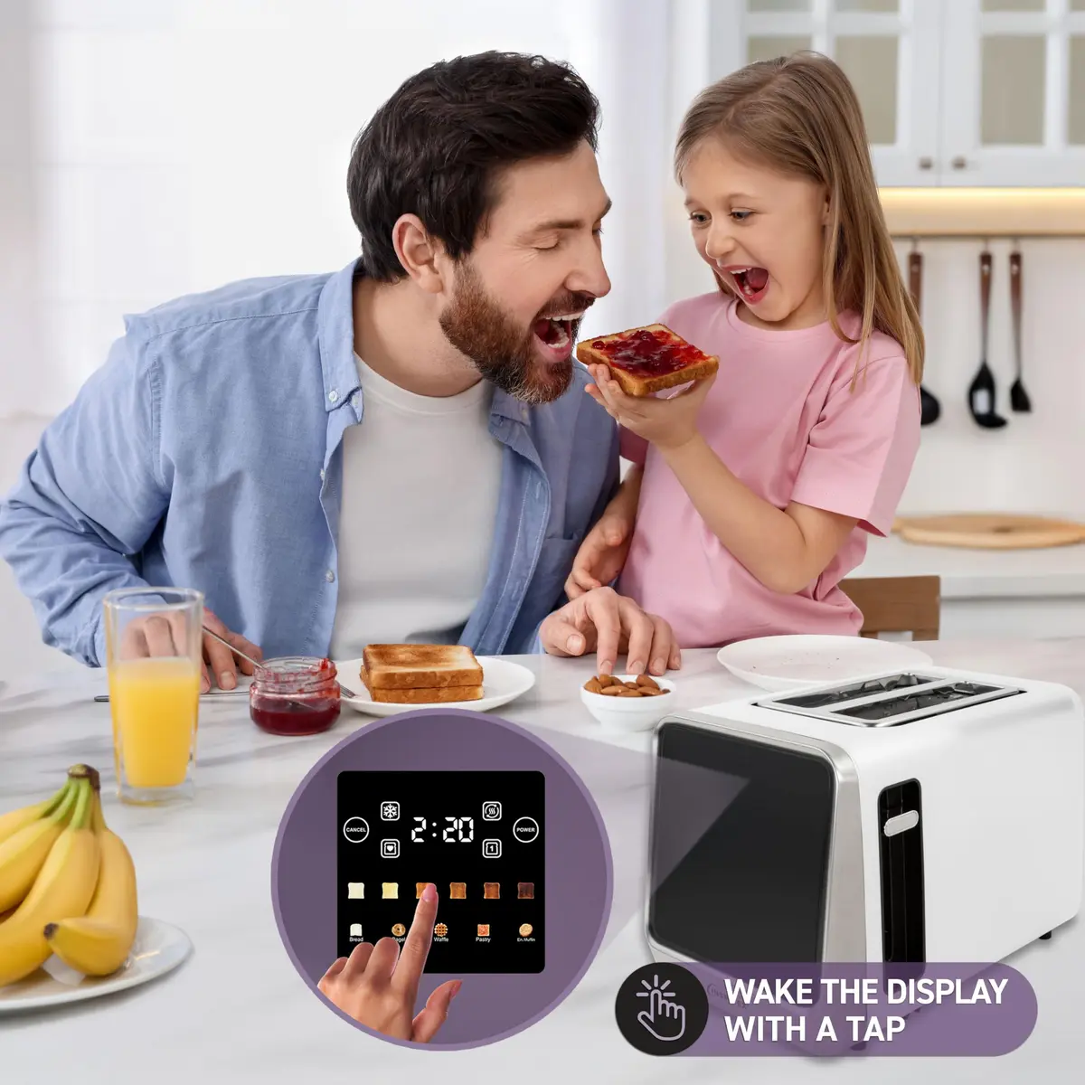 Nostalgia Inspirex Touch Screen Toaster - 2 Extra Wide Slots | 5 Bread Types & 6 Browning Levels - view 4