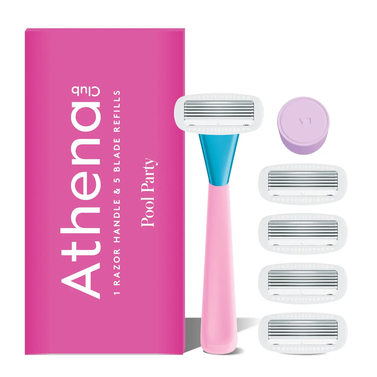 Athena Club Women's Razor Kit, 5-Blade Razor, Pool Party, 5 Refills | Shea & Hyaluronic Serum - main product image