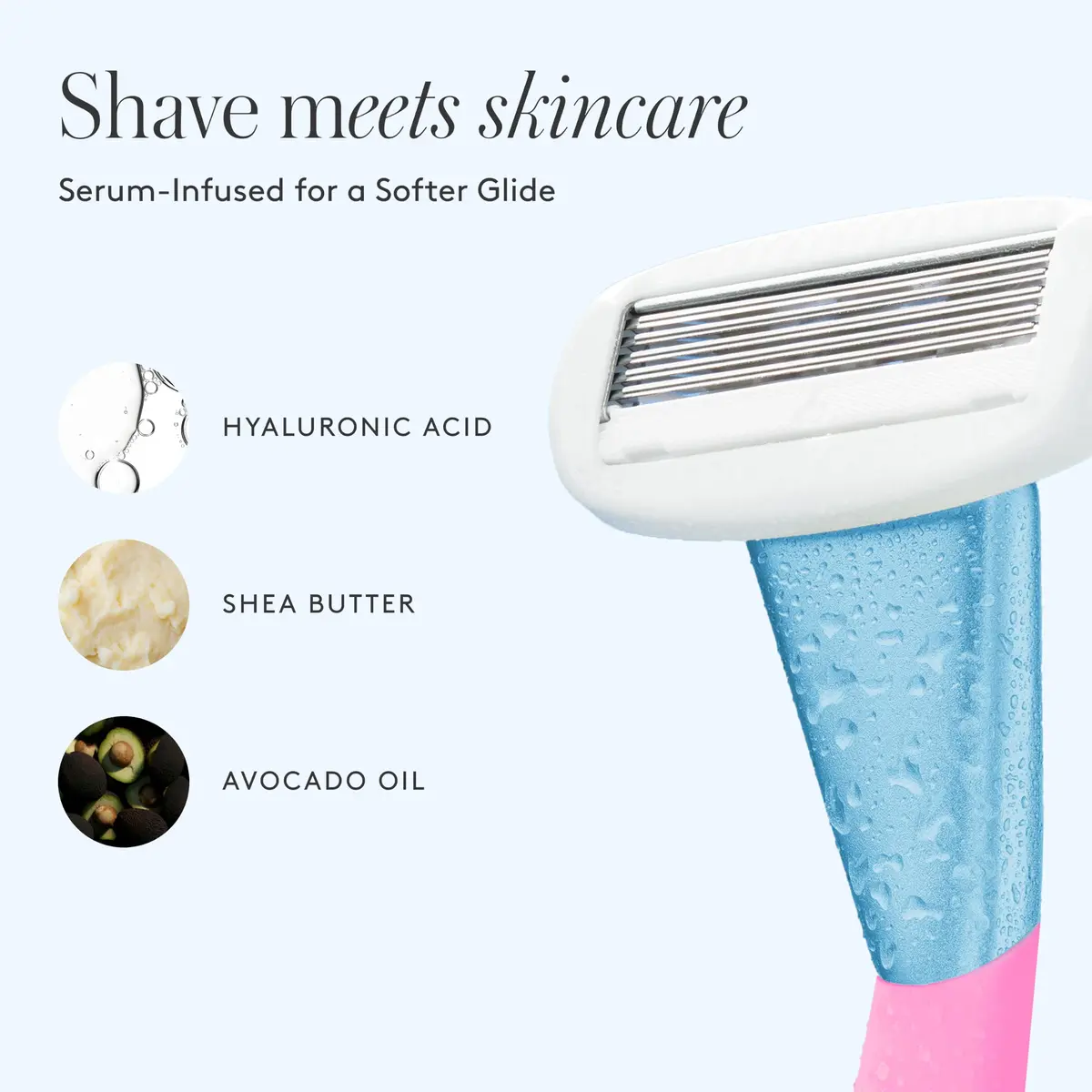 Athena Club Women's Razor Kit, 5-Blade Razor, Pool Party, 5 Refills | Shea & Hyaluronic Serum - view 5