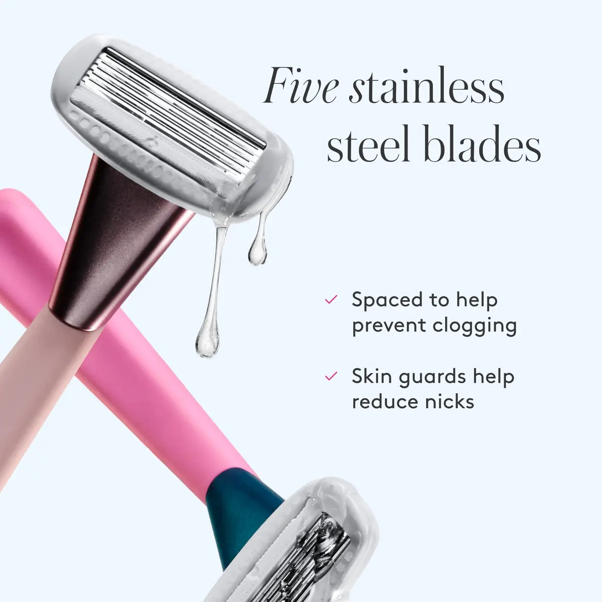 Athena Club Women's Razor Kit, 5-Blade Razor, Pool Party, 5 Refills | Shea & Hyaluronic Serum - view 3