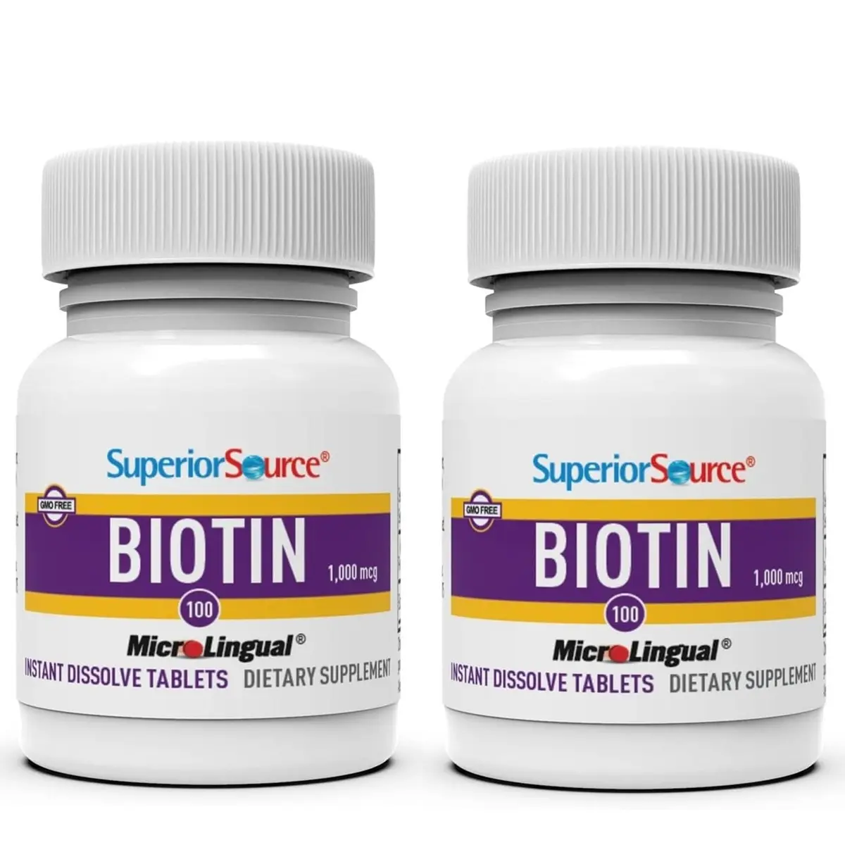 Superior Source Biotin 1,000 mcg 100 Sublingual Tablets Pack of 2 | Supports Hair & Nails - main product image