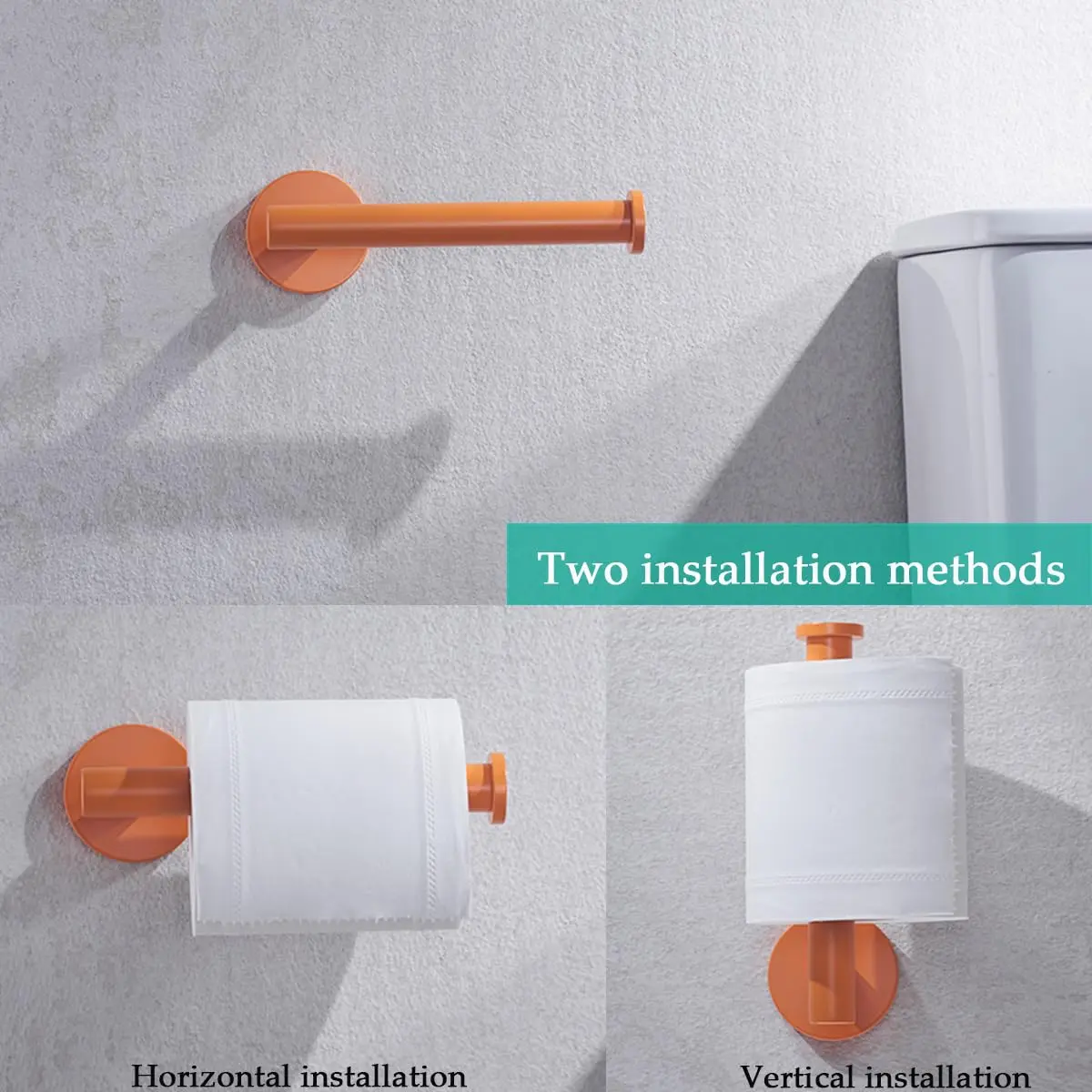 SEABEFORE Orange Toilet Paper Holder SUS304 Stainless Steel | Modern Wall Mount, 6 inch TP Holder for Kitchen Washroom - view 7