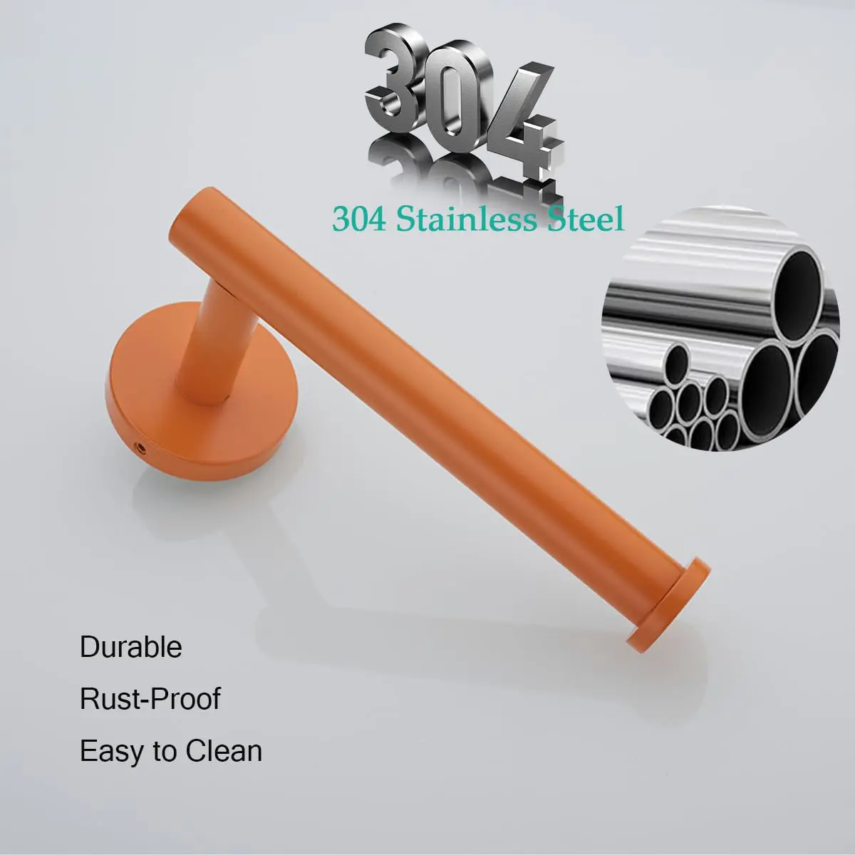 SEABEFORE Orange Toilet Paper Holder SUS304 Stainless Steel | Modern Wall Mount, 6 inch TP Holder for Kitchen Washroom - view 4