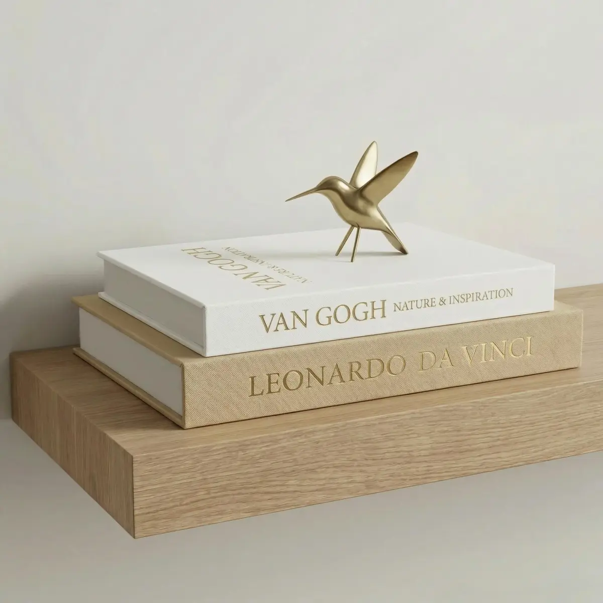 Inoostar Aesthetic Decorative Books Set of 2 Linen Boxes with Gold Lettering 21cm (8.27 in) | Enhance Your Coffee Table, Bookshelf or Mantle Decor - main product image