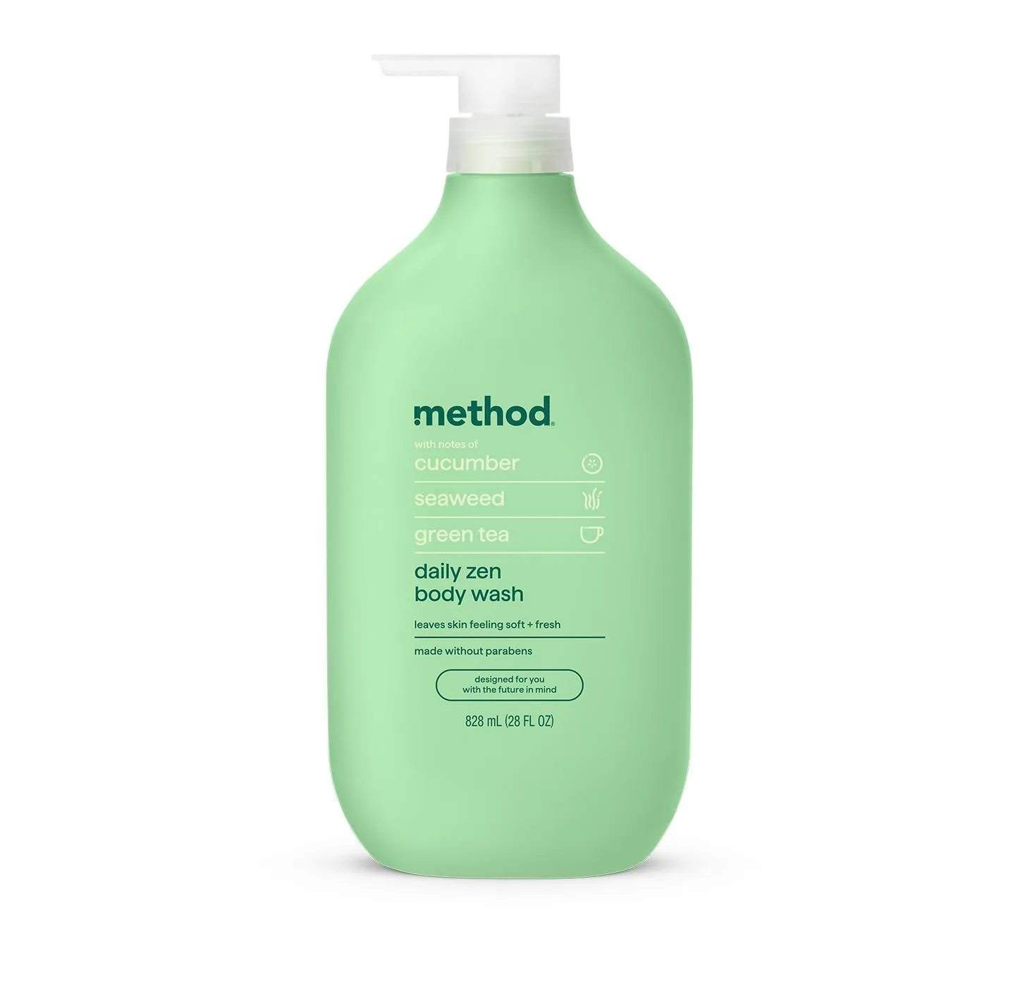 Method Daily Zen Body Wash with Cucumber, Seaweed & Green Tea, 28 oz | Moisturizing Spa Scent - main product image