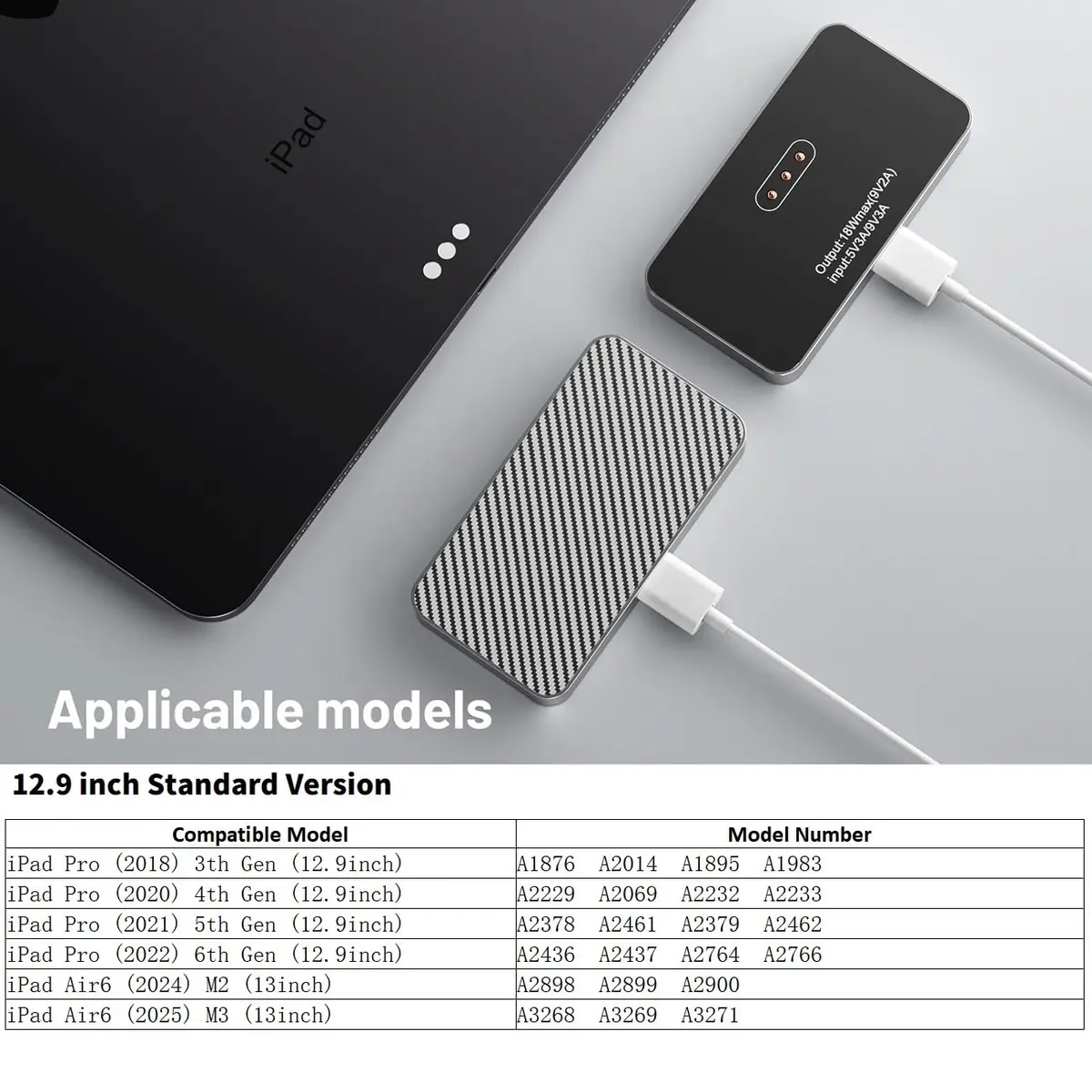KOOVIVA Magnetic Wireless Charger for iPad Pro 12.9-inch & iPad Air 13-inch M2/M3, 18W Smart Connector Pad with USB-C Cable | Fast Charging Pad for iPad Pro & Air - view 2