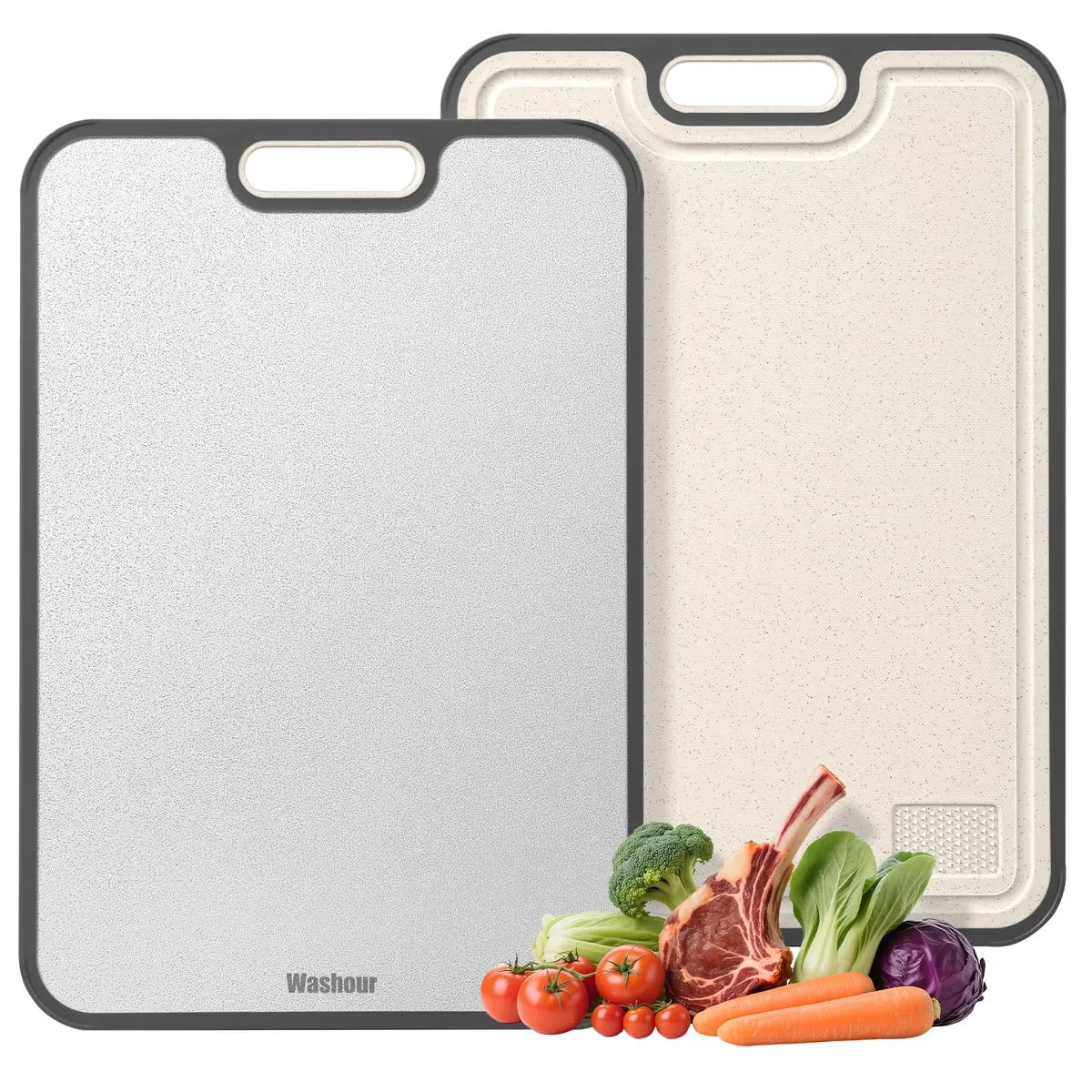 Washour Titanium Cutting Board for Kitchen 16" x 10" | 2-in-1 Non Toxic Dual-Sided Design - main product image