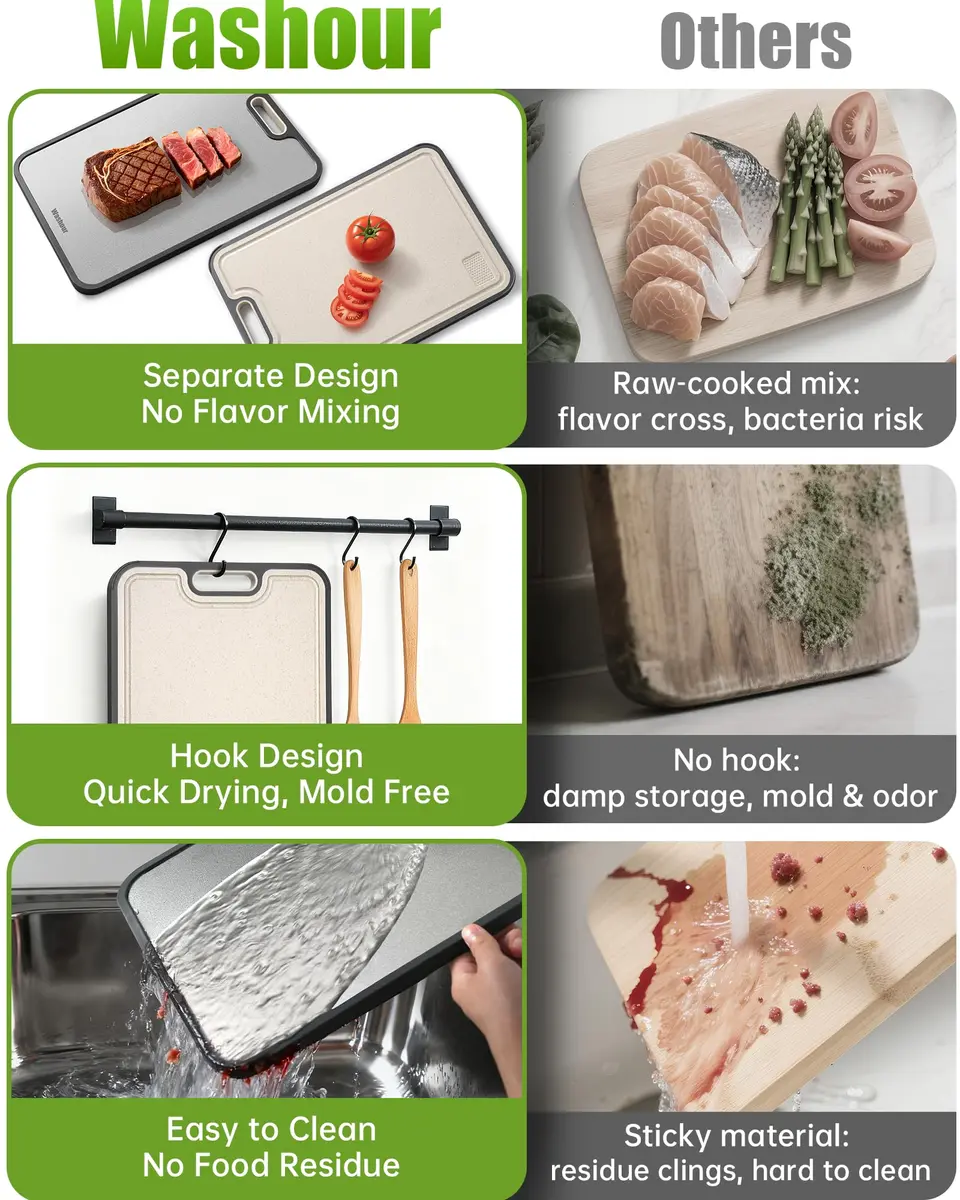 Washour Titanium Cutting Board for Kitchen 16" x 10" | 2-in-1 Non Toxic Dual-Sided Design - view 2