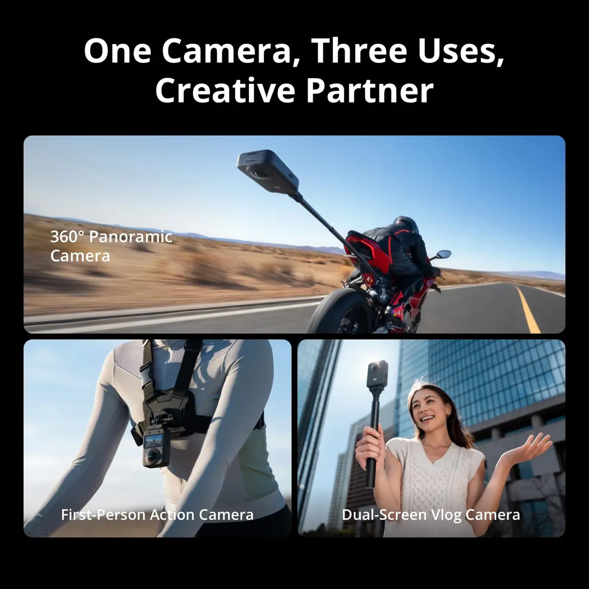 DJI Osmo 360 Motorcycle Handlebar POV Combo | 8K 360° Action Camera Waterproof - view 7