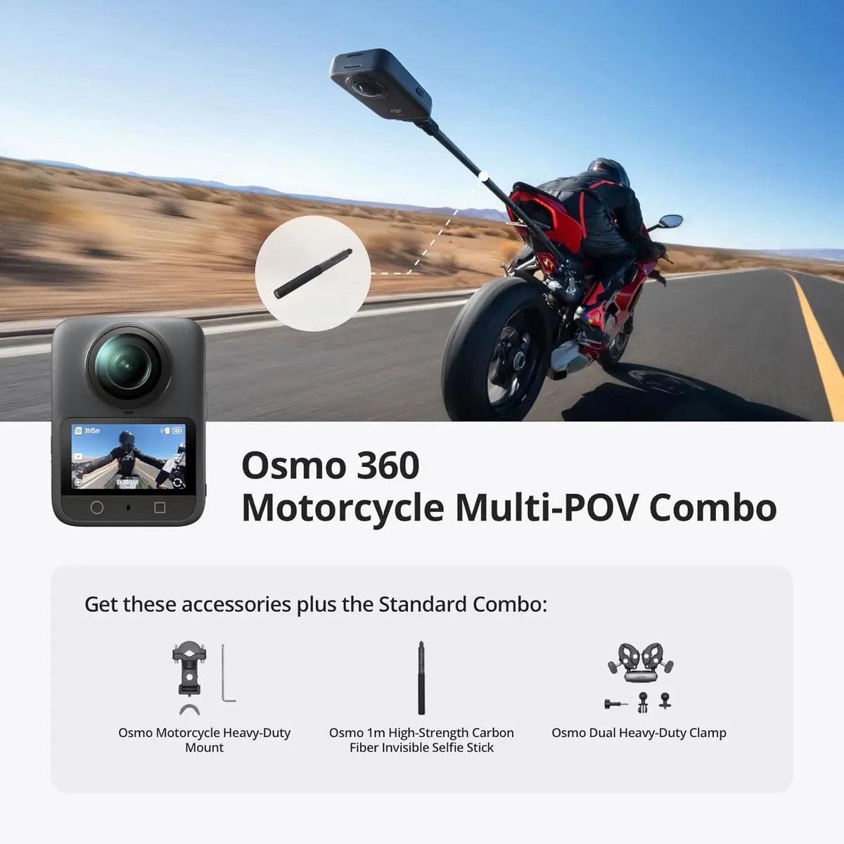 DJI Osmo 360 Motorcycle Multi-POV Combo | 8K 360° Action Camera Waterproof - view 9