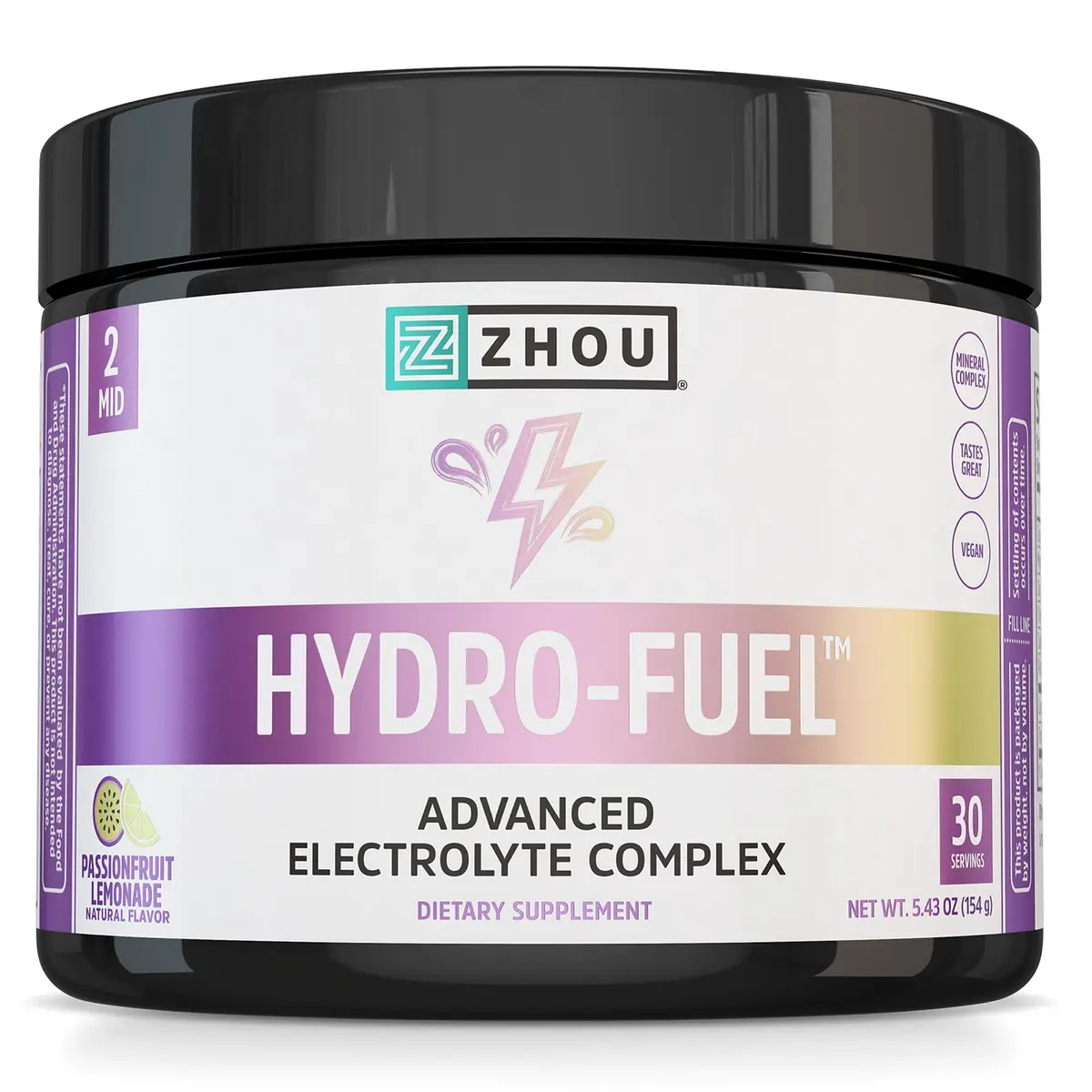 ZHOU Hydro-Fuel Passionfruit Lemonade Electrolytes Powder | Sugar-Free Hydration Mix for Active Lifestyle - main product image