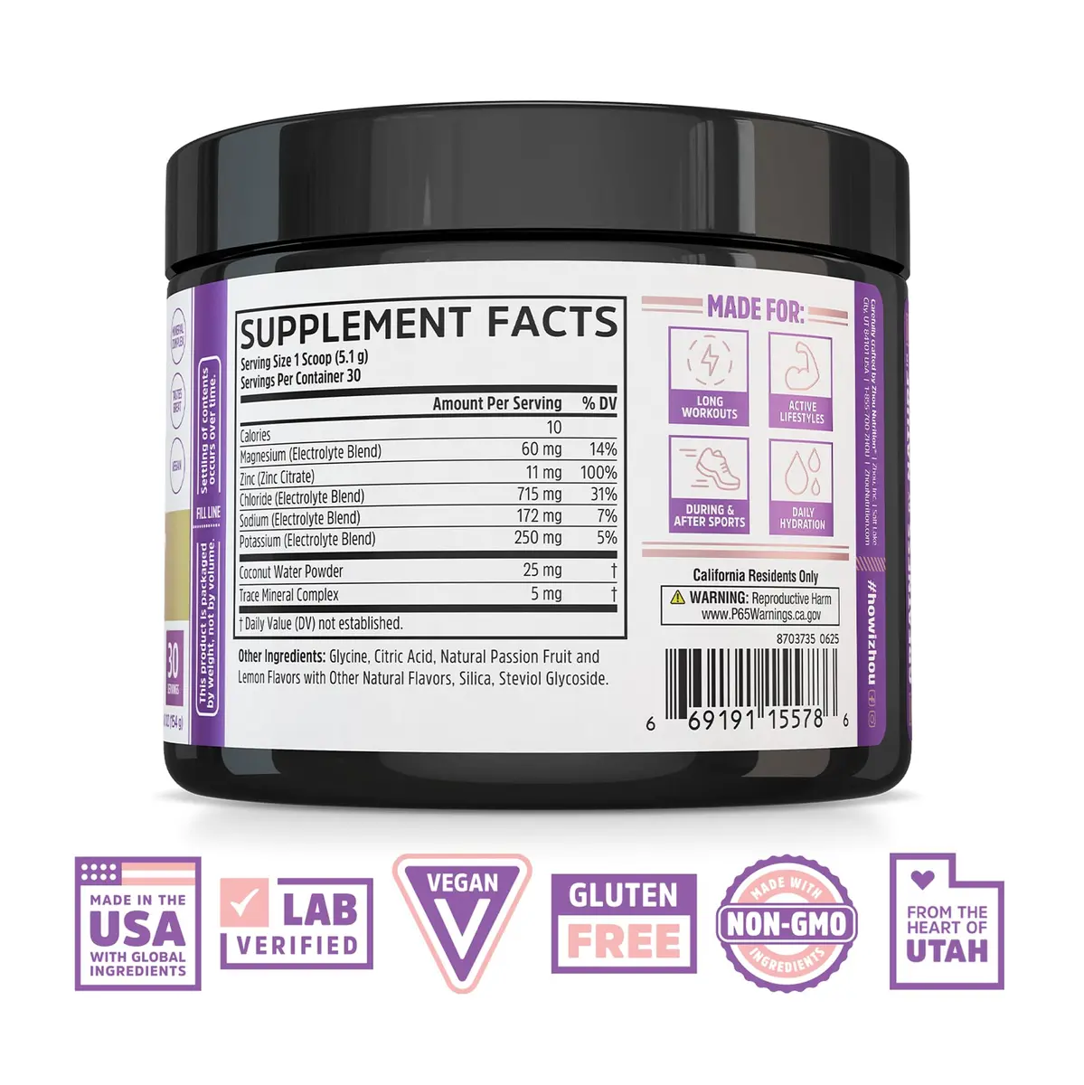 ZHOU Hydro-Fuel Passionfruit Lemonade Electrolytes Powder | Sugar-Free Hydration Mix for Active Lifestyle - view 2
