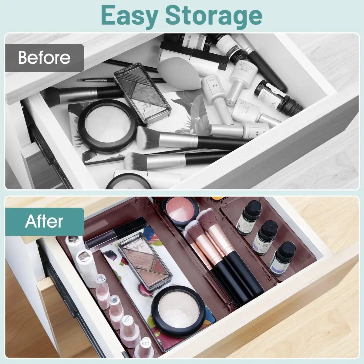 WOWBOX 25 PCS Plastic Drawer Organizer Set, Makeup Organizers and Storage Bins | 4 Sizes, Clear, Non-Toxic Plastic - view 4