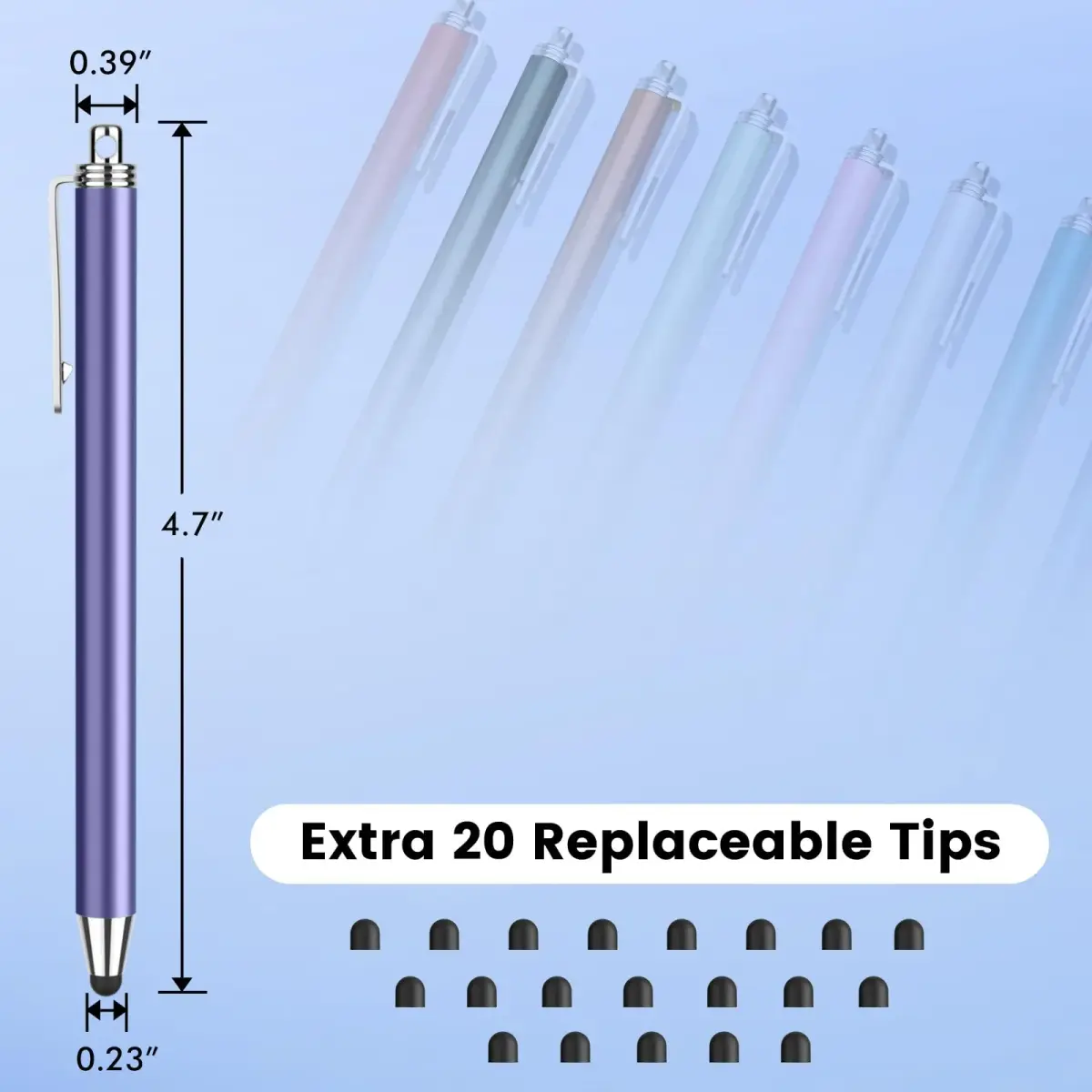 MEKO 10 Pack Thin Stylus Pens with 20 Replacement Tips | Universal Capacitive Touchscreen Stylus for iPad, iPhone, Android Tablets & Smartphones (Multicolor) - view 5