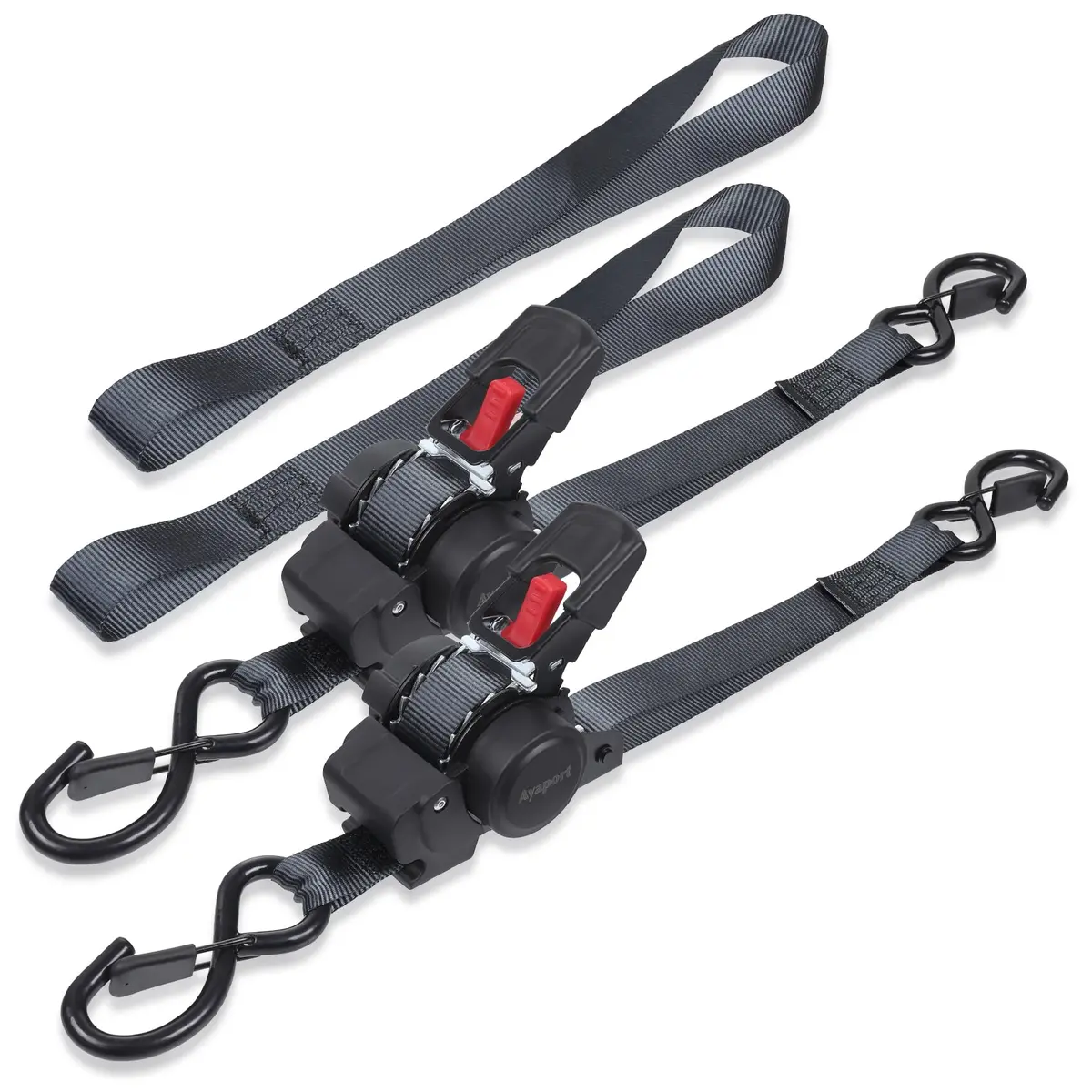 Ayaport Retractable Ratchet Straps 1in x 12ft | Heavy Duty Motorcycle & Cargo Tie Downs - main product image