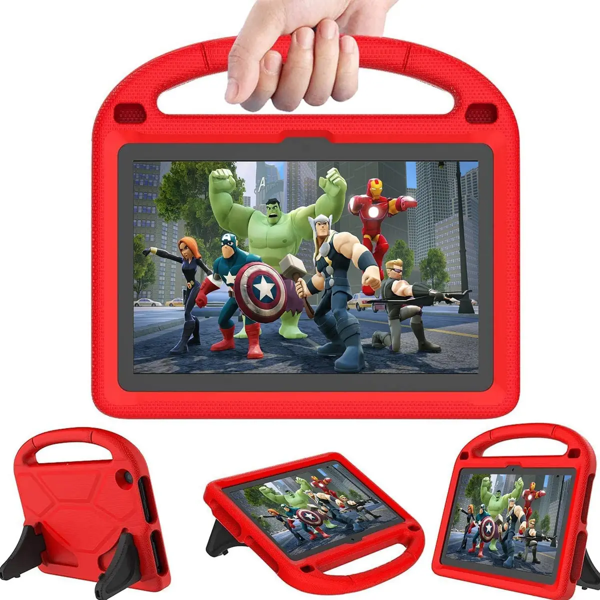 DICEKOO Kids Case for New 10-inch Tablet 2023, Lightweight Shockproof EVA Foam Full Cover with Handle Kickstand (Red, 205g) - main product image