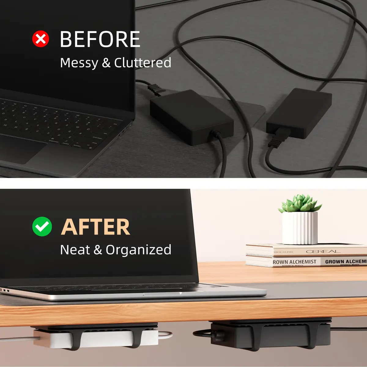 ELETIUO Universal Silicone Laptop Charger Holder, Under Desk Power Brick Mount, Black | Secure, Space-Saving, Damage-Free - view 3