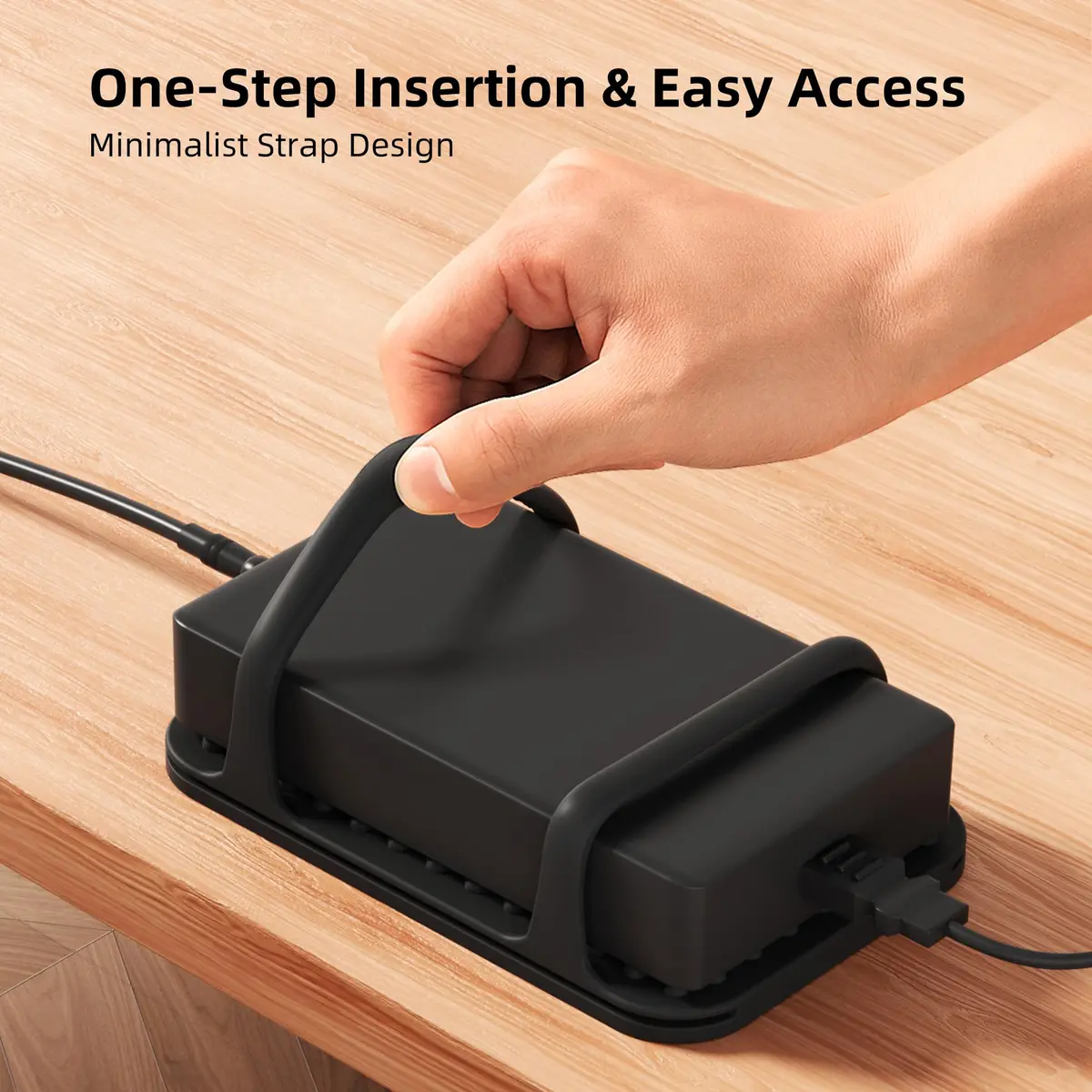 ELETIUO Universal Silicone Laptop Charger Holder, Under Desk Power Brick Mount, Black | Secure, Space-Saving, Damage-Free - view 4