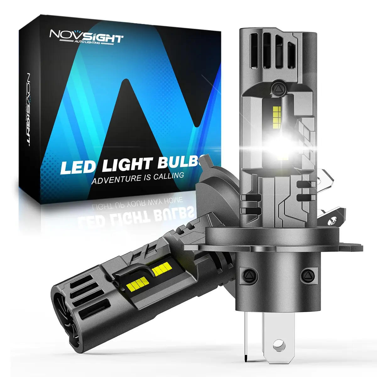 NOVSIGHT H4 LED Fog Light Bulbs 62,000LM 6500K Cool White | 200W Super Bright, Waterproof, 5-Min Install - main product image