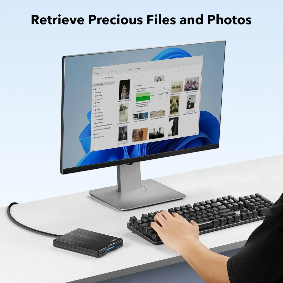 RAAYOO 3.5 inch USB Floppy Disk Reader with USB-A/C | Reads Old Floppy Disks on Windows 11/10/7/XP - view 7