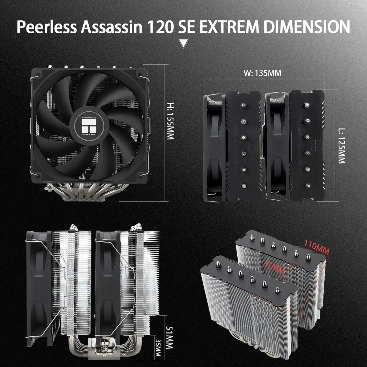 Thermalright Peerless Assassin 120 SE EXTREM CPU Air Cooler | 154mm Height, Dual 120mm PWM Fans, AM5/AM4, LGA1700 - view 6