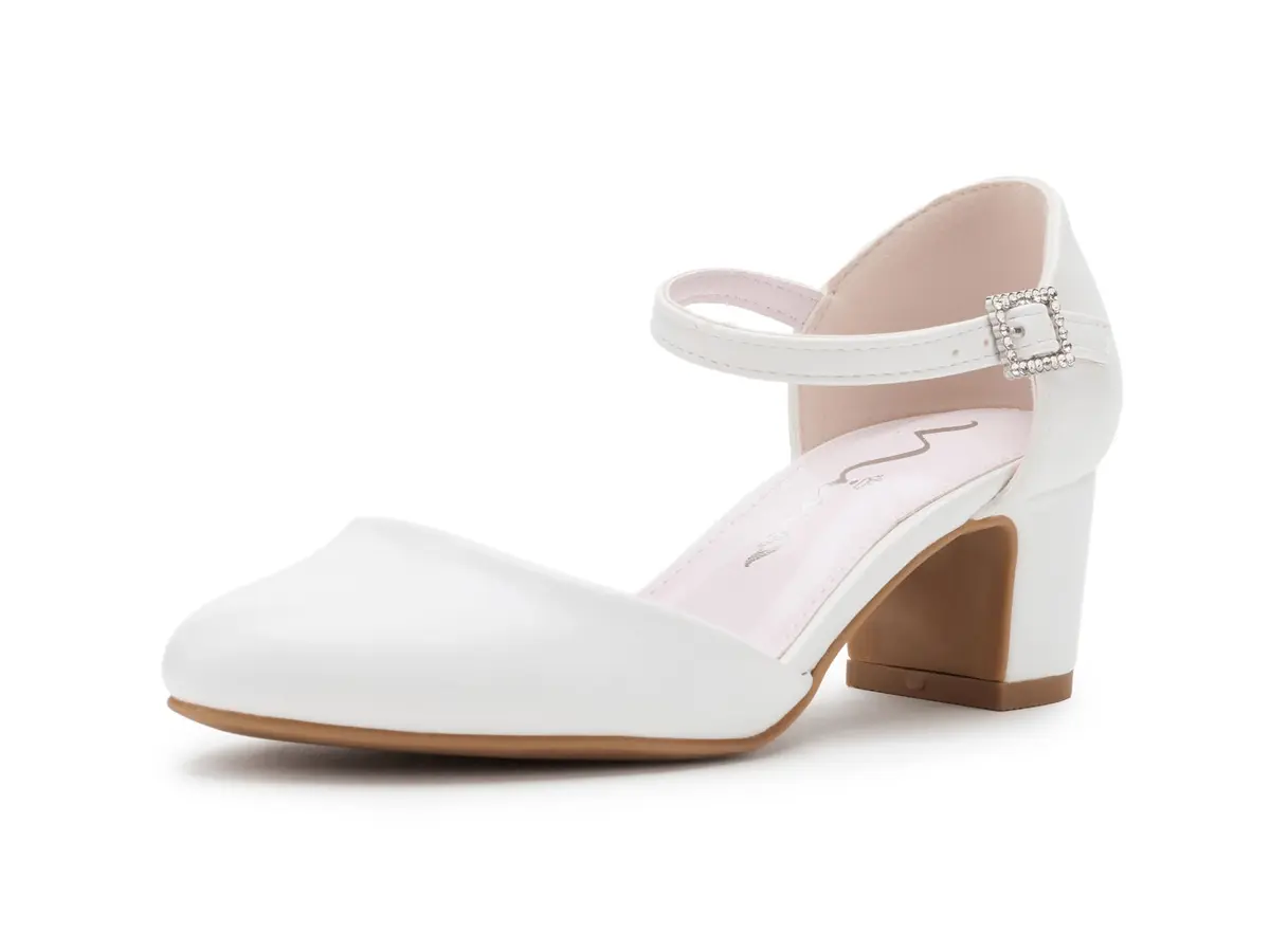 NINA Girls Macey Little Kid/Big Kid White 2 Medium | Elegant Pump with Comfort & Sparkle - main product image