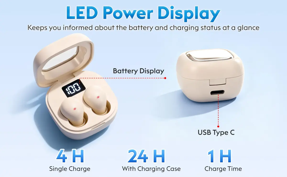 GreatQIQI Sleep Earbuds Small & Feather-Light Bluetooth 5.4 for Side Sleepers - view 6