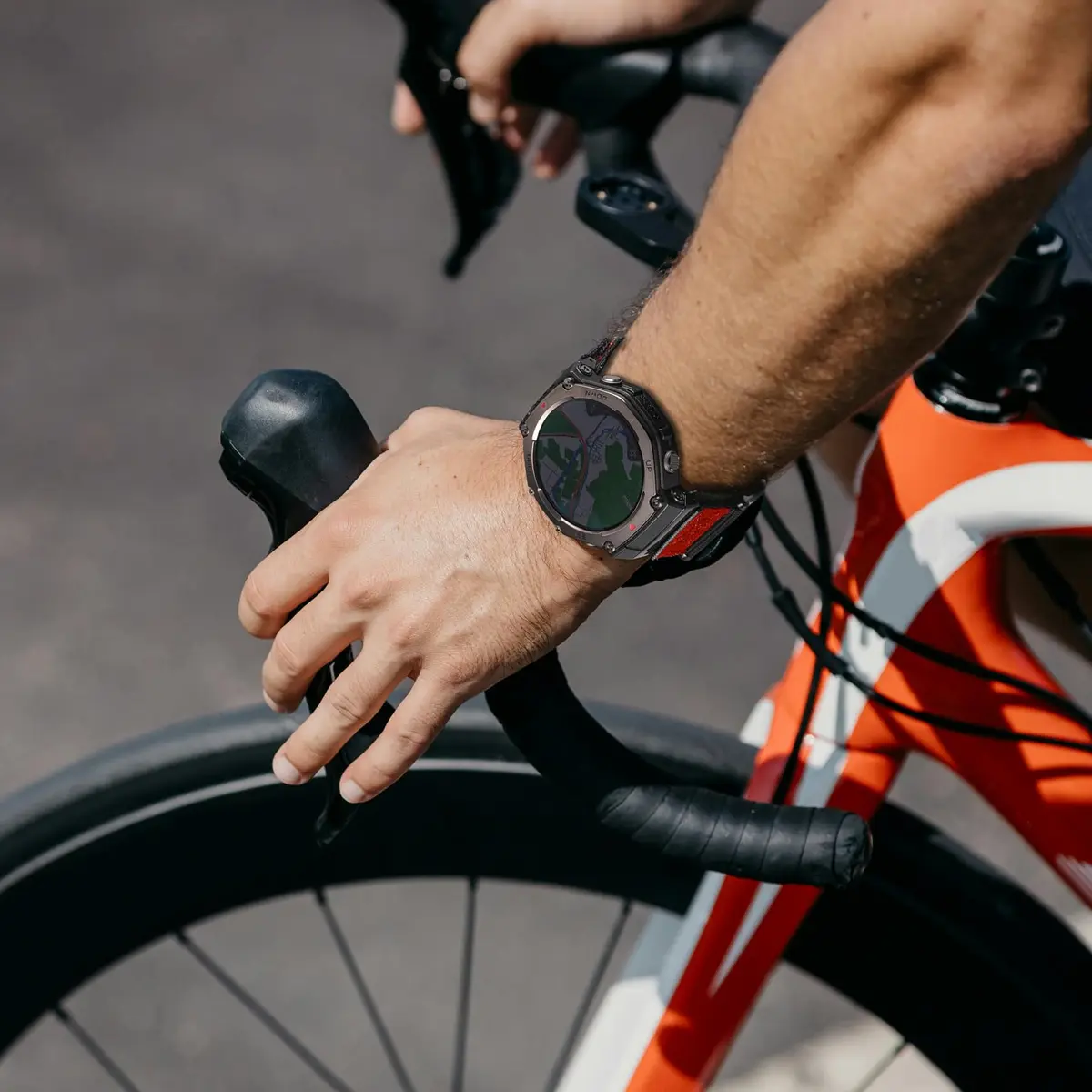 torbollo Sport Loop Watch Band for Amazfit T-Rex 3 Pro 48mm, Black/Red Nylon, M/L (7.09"-9") | Breathable & Adjustable - view 3