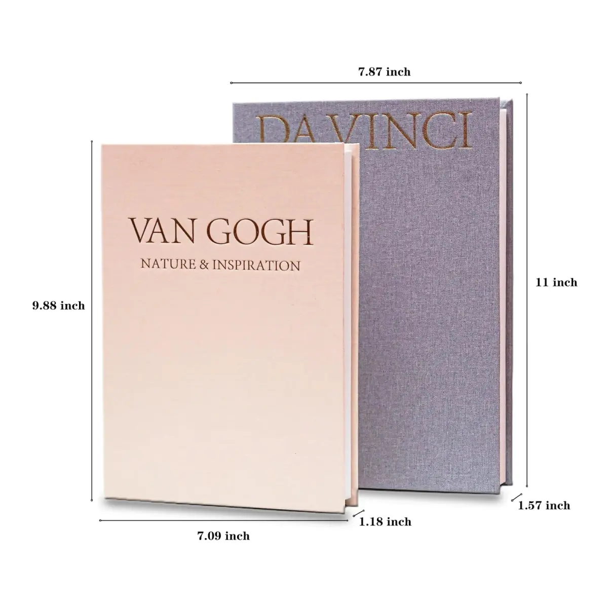 Inoostar Decorative Linen Book Boxes Set of 2 | 28cm (11") & 25cm (9.88") | Grey & Beige - view 9