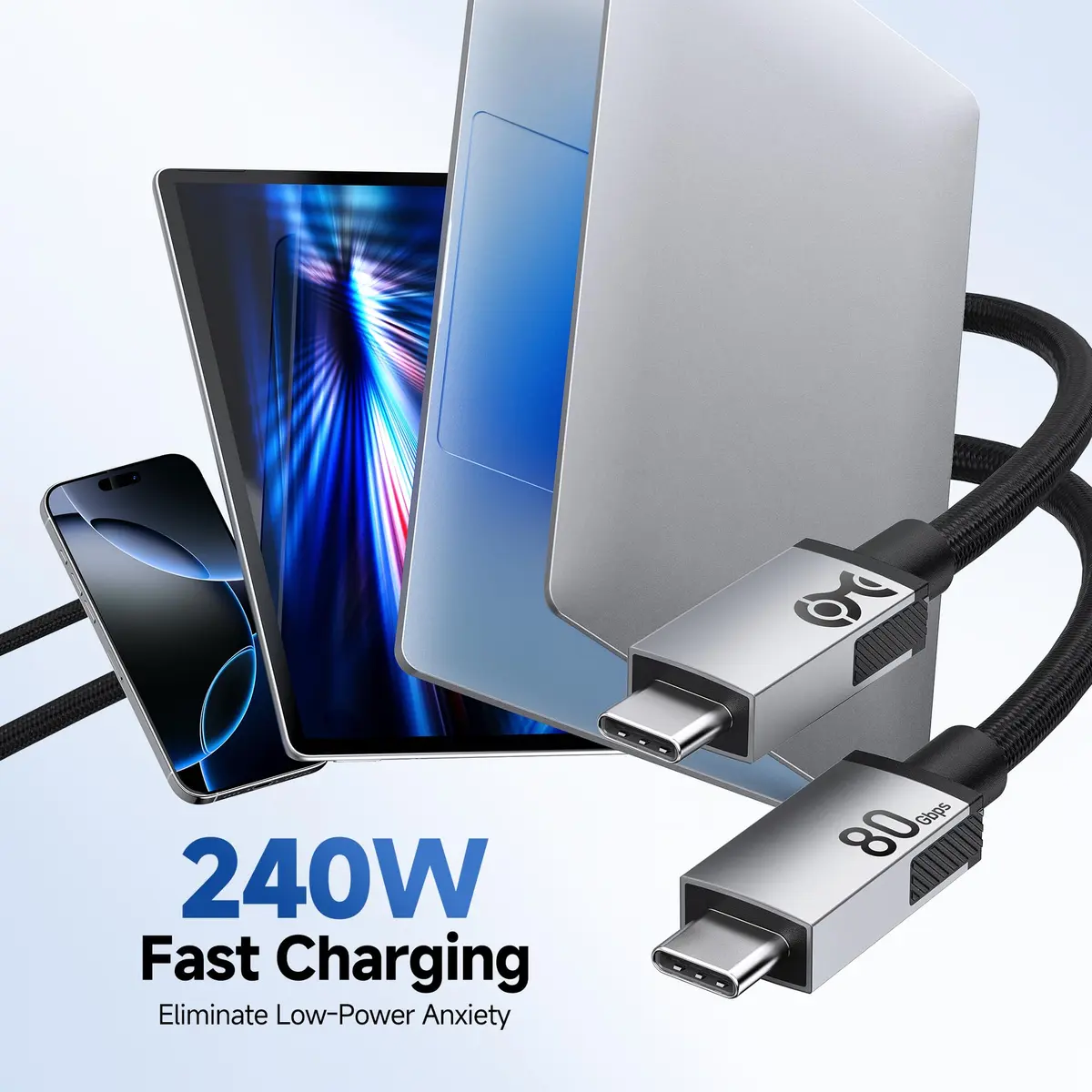 Cable Matters 80Gbps USB4 Cable, Thunderbolt 5/4 Compatible, 0.3m (1ft) | 8K@120Hz Video, 240W PD, 40Gbps Data - view 5