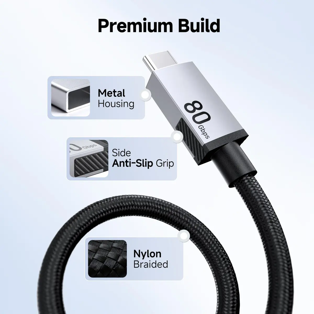 Cable Matters 80Gbps USB4 Cable, Thunderbolt 5/4 Compatible, 0.3m (1ft) | 8K@120Hz Video, 240W PD, 40Gbps Data - view 6