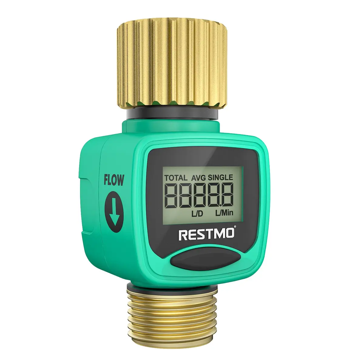 RESTMO Heavy Duty Water Flow Meter with Brass Inlet & Outlet, 1-40 LPM (0.26-10.6 GPM) | Accurate Flow & Consumption Tracking - main product image