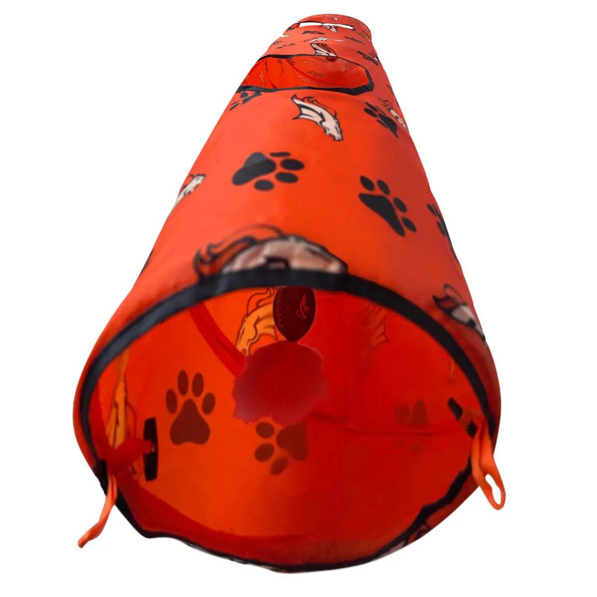 Pets First NFL Denver Broncos Cat Tunnel Tube Toy with Plush Football, Collapsible & Durable, All-Over Team Logo, for Cats to Play, Peek & Hide - view 4