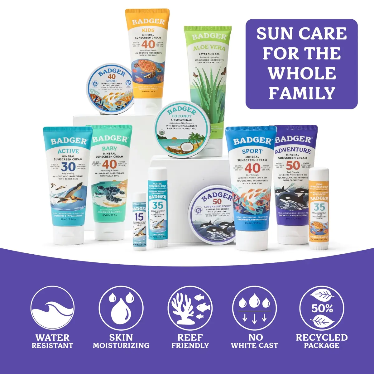 Badger Biodegradable Reef Safe Sunscreen SPF 50, 8.7ml (2.9 Fl Oz) 3-Pack | Broad Spectrum Protection for Sensitive Skin - view 6