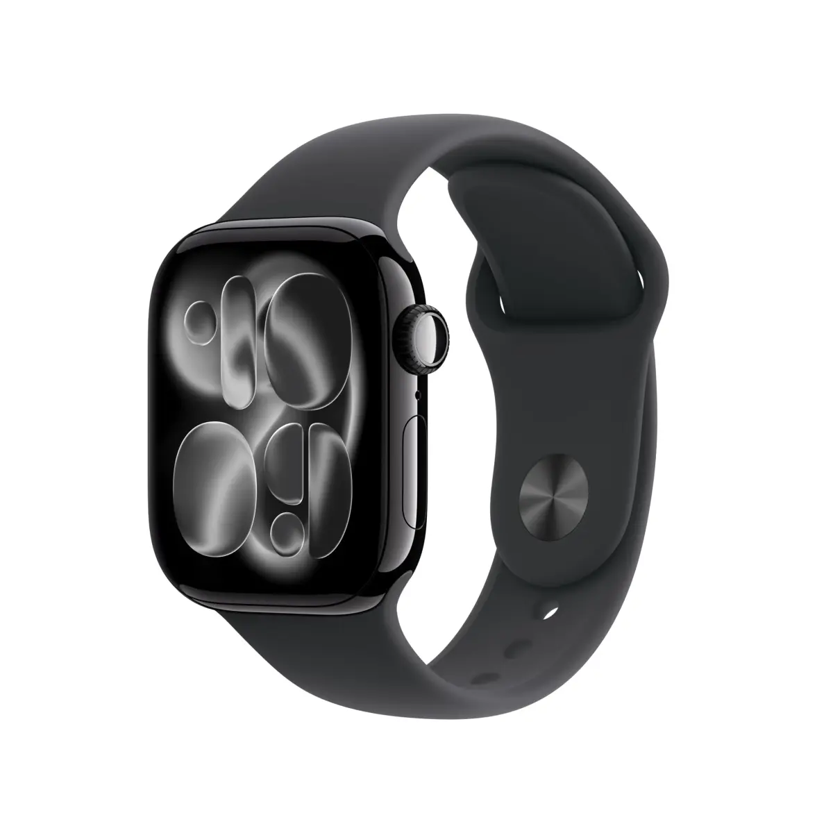 Apple Watch Series 11 [GPS 42mm] Jet Black Aluminum Case with Black Sport Band S/M | Always-On Display, 24-Hr Battery - main product image