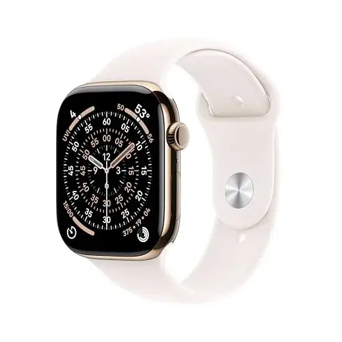 Apple Watch Series 11 [GPS + Cellular, 46mm] Gold Titanium Case with Light Blush Sport Band | Advanced Health & Fitness Tracking - view 3