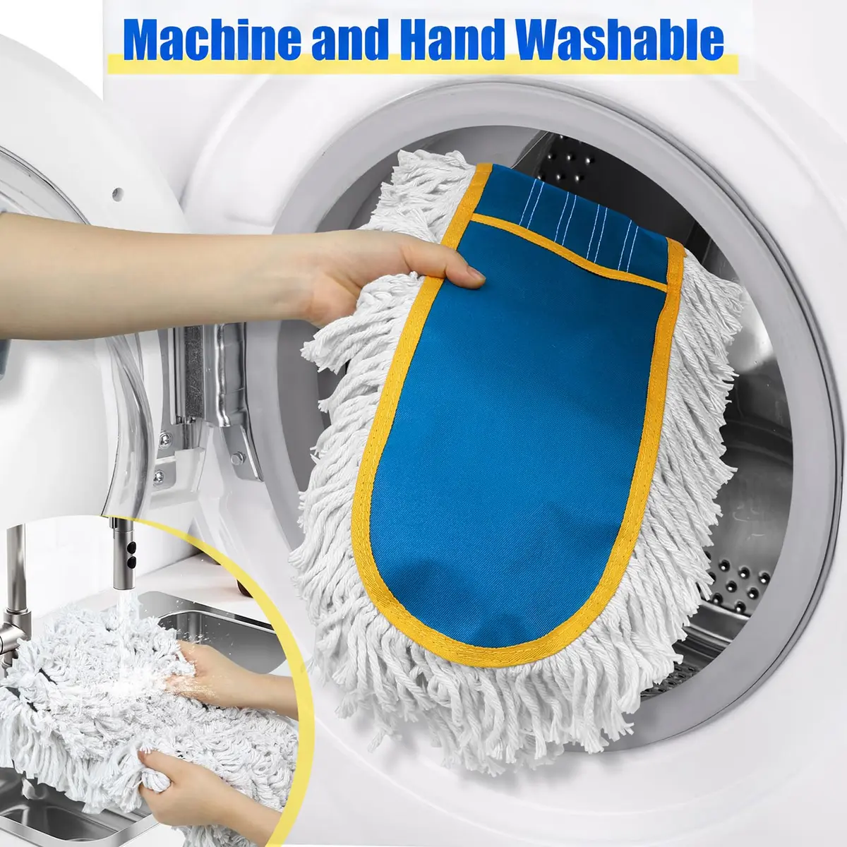 BUVE 24" Commercial Dust Mop for Floor Cleaning | Heavy Duty Industrial Wet & Dry Mop with Cotton Pads - view 6