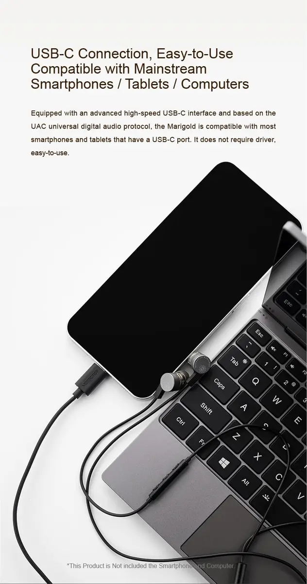 Moondrop Marigold USB-C in-Ear Earphone DSP Built-in 32Bit/384kHz Sound Card | High-Resolution Audio - view 12
