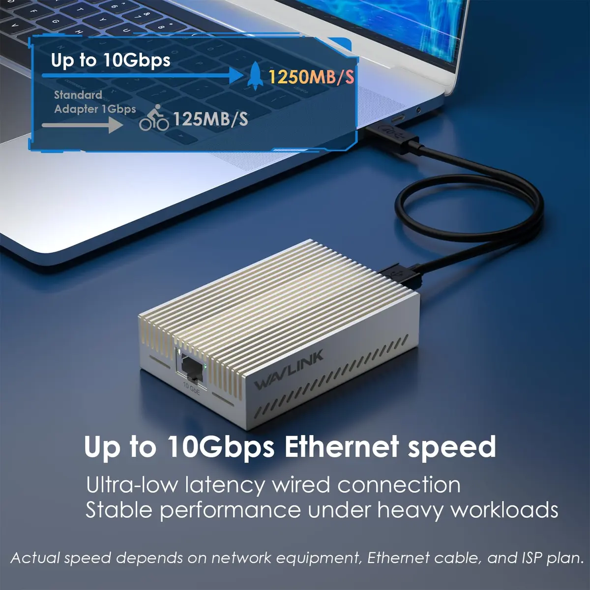 WAVLINK USB4 to 10Gbps Ethernet Adapter with Thunderbolt 3/4/5 & USB4 Support | 10Gbps Wired Performance - view 3